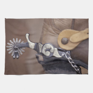 NA, USA, Texas, Lubbock Cowboy boot and spur Kitchen Towel