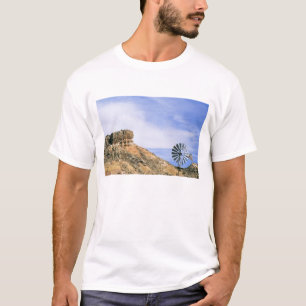 NA, USA, Texas Windmill and cliffs of Palo Duro T-Shirt