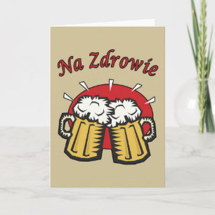 Na Zdrowie Toast With Beer Mugs Card