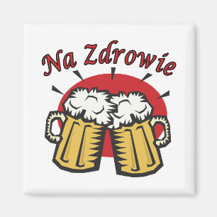 Na Zdrowie Toast With Beer Mugs Magnet