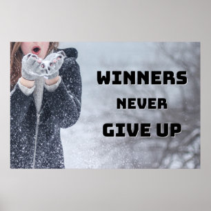 "N'abandonnez jamais" Inspiration murale Poster