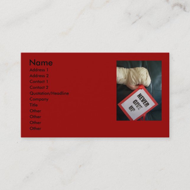 N'abandonnez jamais les cartes de visite de boxe (Devant)