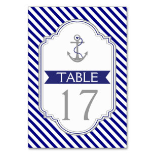 Naby bleu ancre marine mariage numéro de table