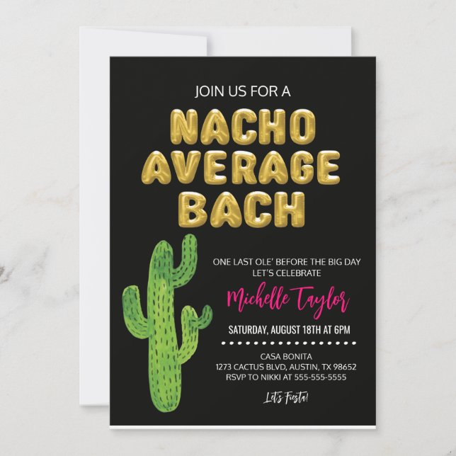 Nacho Average Bachelorette Invitation (Front)