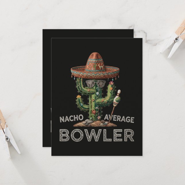 Nacho Average Bowler Fun Invitation (Front/Back In Situ)