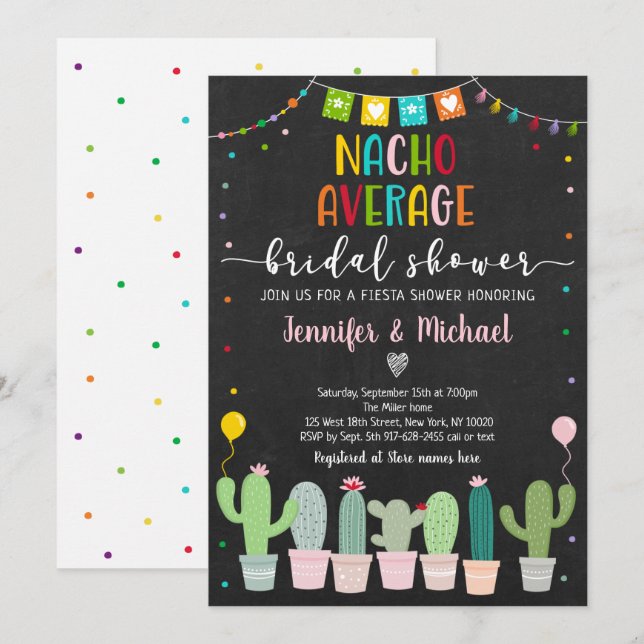 Nacho Average Bridal Shower Fiesta Invitation (Front/Back)