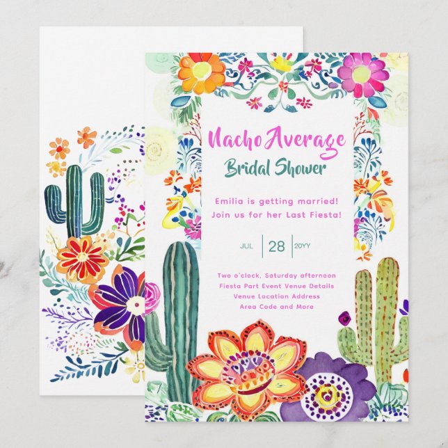 Nacho Average Bridal Shower Last Fiesta Invitation (Front/Back)