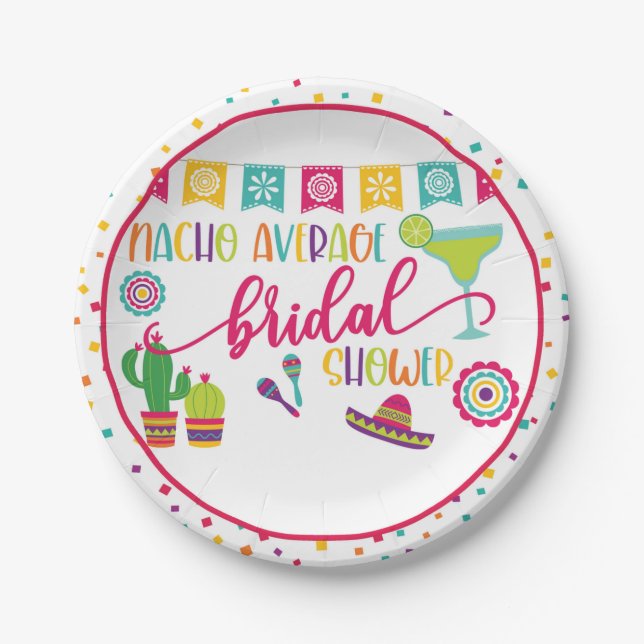 Nacho Average Bridal Shower Party Plate - WH (Front)