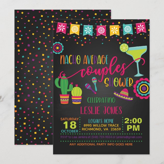Nacho Average Couples Shower Invitation - BL (Front/Back)