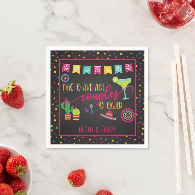 Nacho Average Couples Shower Napkin - Blk (Insitu)