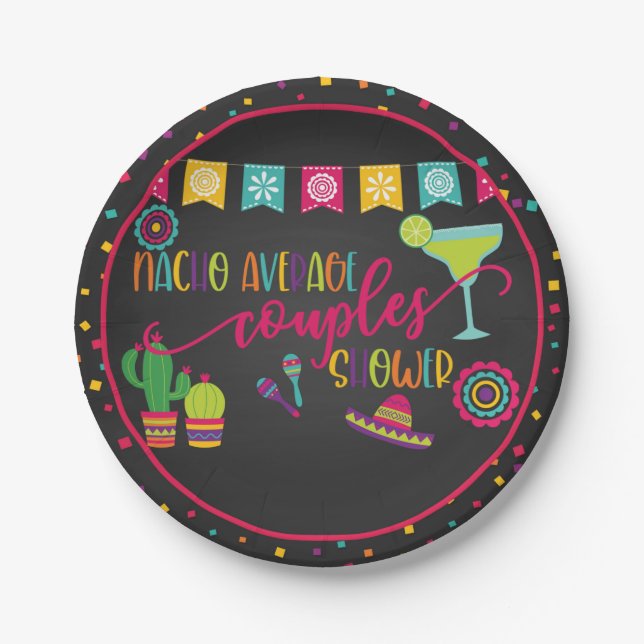 Nacho Average Couples Shower Party Plate - WH (Front)
