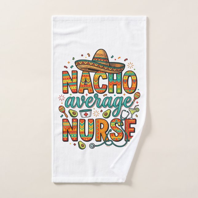 Nacho Average Nurse Fiesta Vector Shirt Design_1 Hand Towel (Hand Towel)