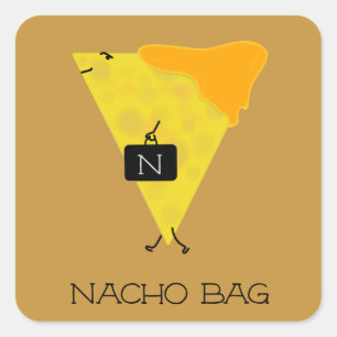 NACHO BAG Tortilla Chip with Cheese Toting a Bag Square Sticker