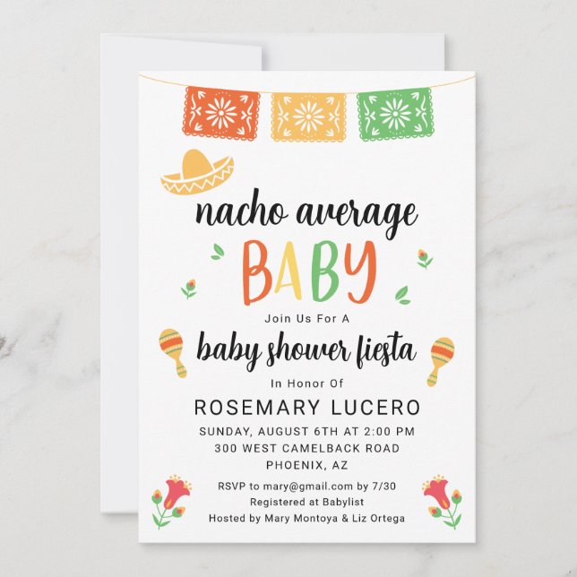 Nacho Moyenne Baby Fiesta Baby shower Invitation (Devant)