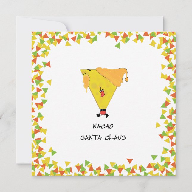 Nacho Santa with Chips Holiday Card (Front)