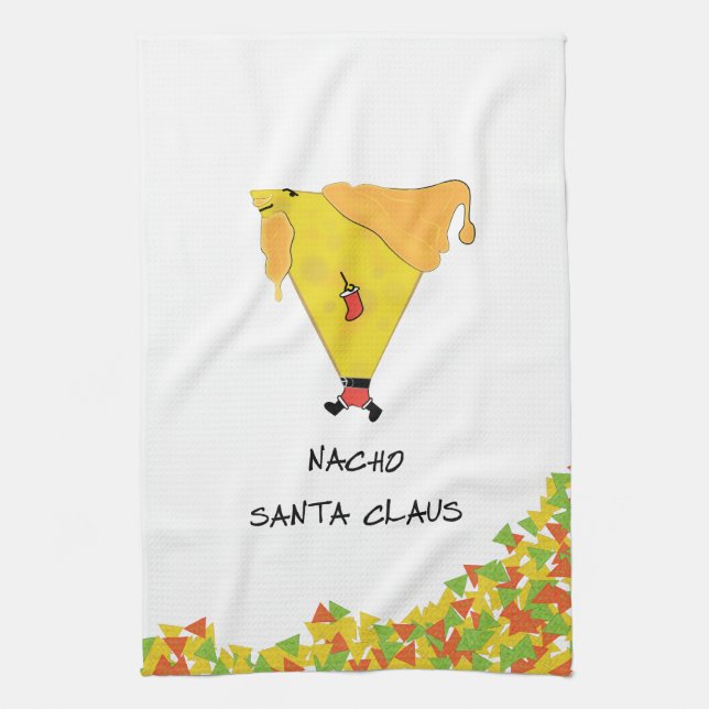 Nacho Santa with Chips Kitchen Towel (Vertical)