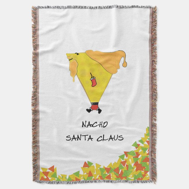 Nacho Santa with Chips Throw Blanket (Front Vertical)