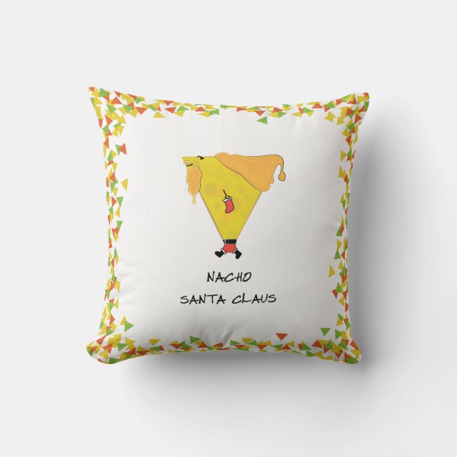 Nacho Santa with Chips Throw Pillow (Front)