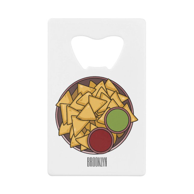 Nachos cartoon illustration  credit card bottle opener (Front)