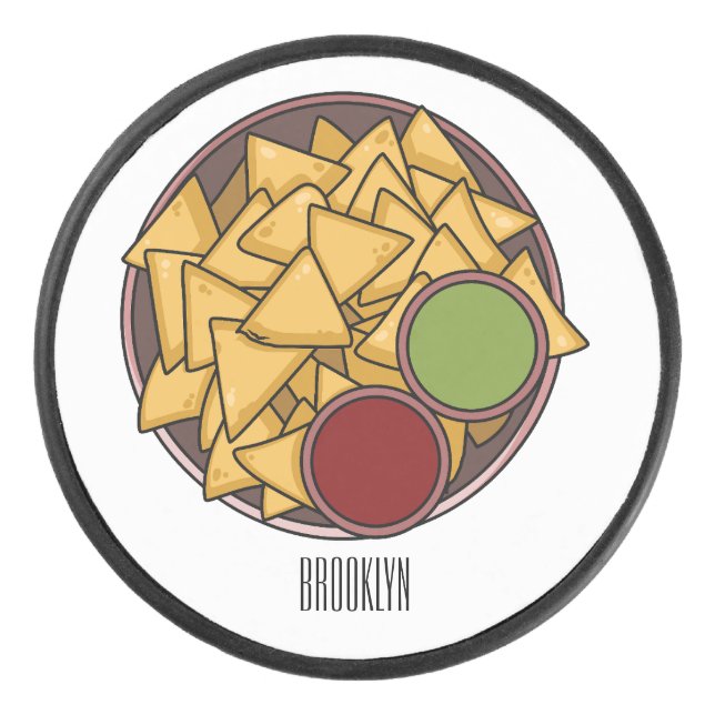 Nachos cartoon illustration  hockey puck (Front)