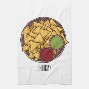 Nachos cartoon illustration  kitchen towel