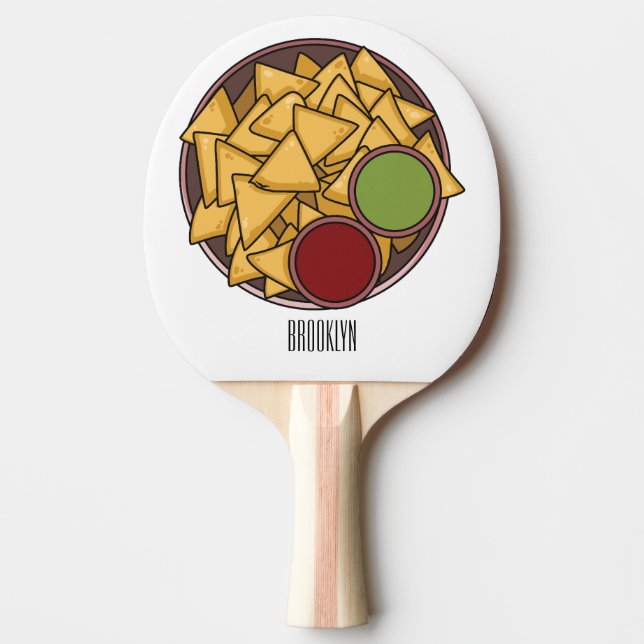 Nachos cartoon illustration  ping pong paddle (Front)