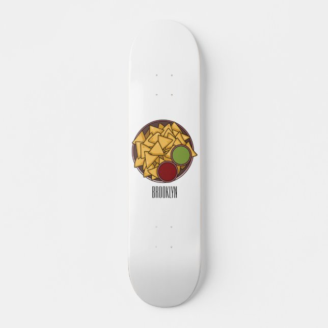 Nachos cartoon illustration  skateboard (Front)