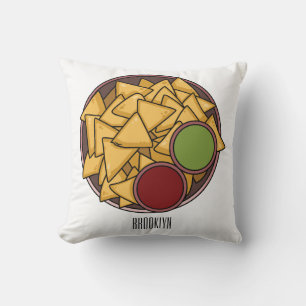 Nachos cartoon illustration throw pillow