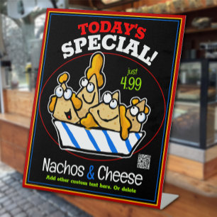 Nachos Cheese Todays Special Deli Food Truck  Pedestal Sign