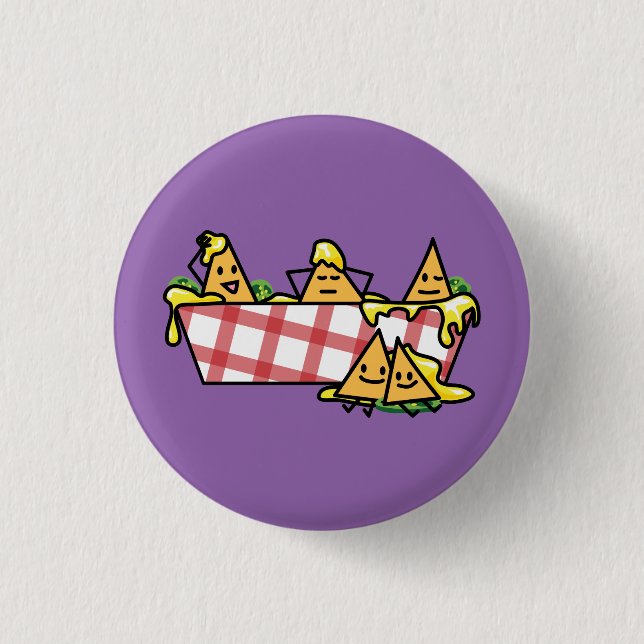 Nachos Melted Cheese Jalapeno Nacho tortilla chips 1 Inch Round Button (Front)