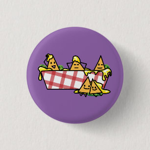 Nachos Melted Cheese Jalapeno Nacho tortilla chips 1 Inch Round Button
