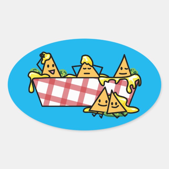 Nachos Melted Cheese Jalapeno Nacho tortilla chips Oval Sticker (Front)