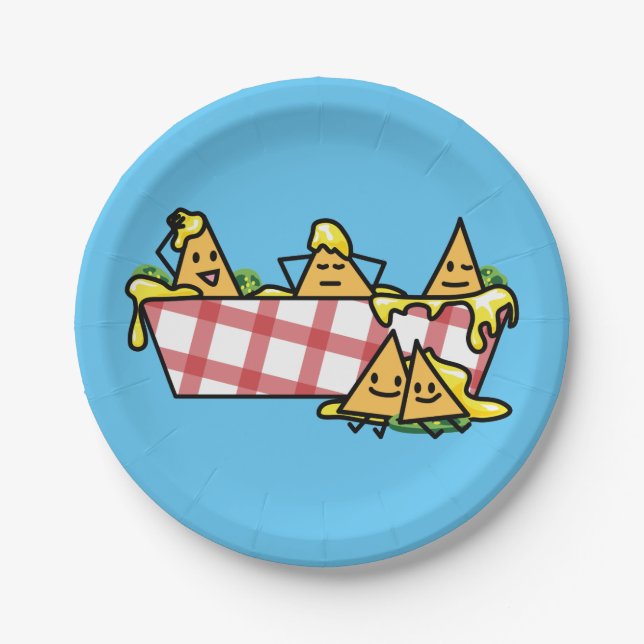 Nachos Melted Cheese Jalapeno Nacho tortilla chips Paper Plate (Front)