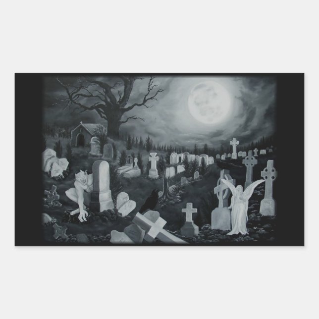 Nachts auf dem Friedhof - Engel mit Teufel Sticker (Front)