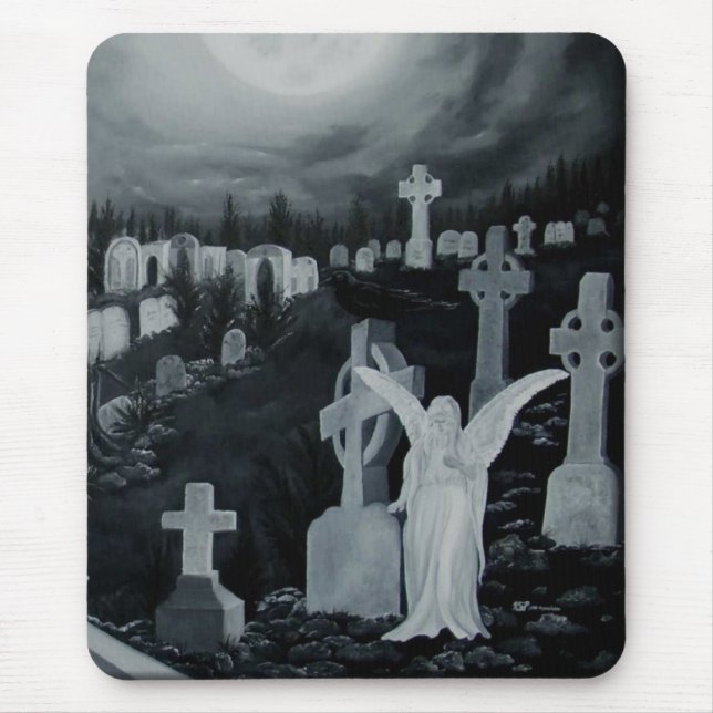 Nachts auf dem Friedhof - Engel Mouse Pad (Front)