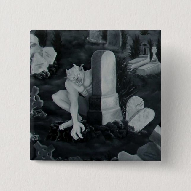Nachts auf dem Friedhof - Teufel 2 Inch Square Button (Front)