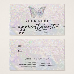 nacre butterfly faux glitter appointment card