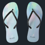 Nacre coastal tropical beautiful cool monogram flip flops<br><div class="desc">Nacre coastal tropical elegant beach is a collection inspired by nature,  this collection includes tank top,  flip flops,  and can cooler.</div>