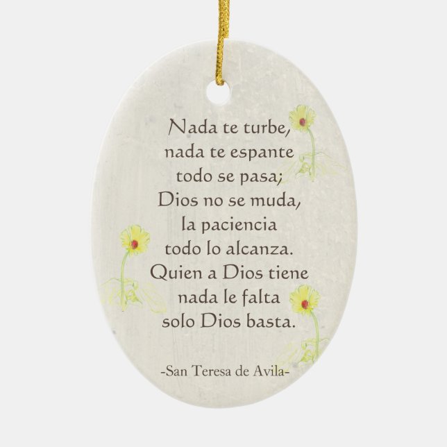 "Nada te turbe" San Teresa di Avila Ceramic Ornament (Front)