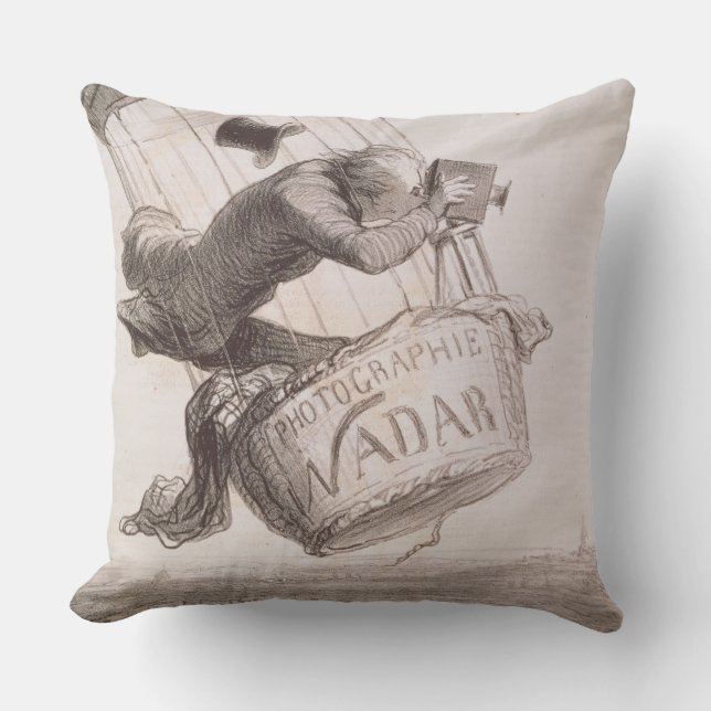 Nadar (1820-1910) elevating Photography to the hei Throw Pillow (Front)
