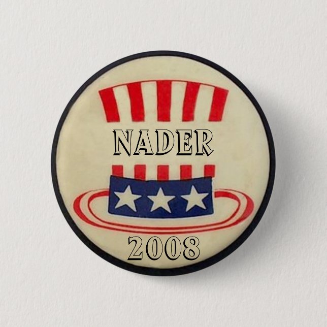 Nader Uncle Sam Top Hat Button (Front)