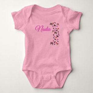 Nadia, Name Logo With Australian Wildlife, Baby Bodysuit