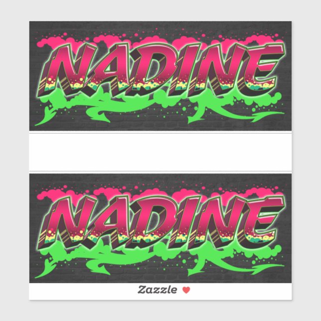 Nadine First Name Graffiti Sticker (Sheet)