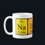 Nadine periodic table name mug<br><div class="desc">Nadine spelled out as Na D I Ne (Sodium Deuterium Iodine Neon) on a mug for the scientist in you.</div>
