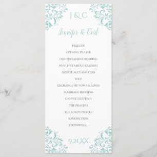 Nadine Wedding Program   Tall (Light Turquoise)