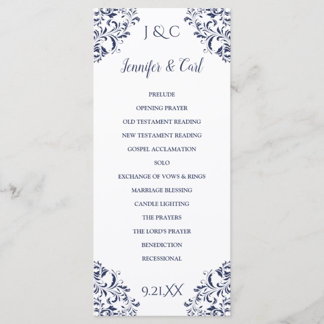 Nadine Wedding Program | Tea-Length (Navy Blue) (Front)
