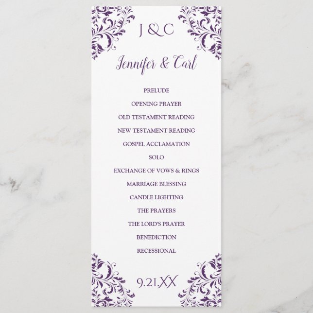 Nadine Wedding Program | Tea-Length (Plum Purple) (Front)