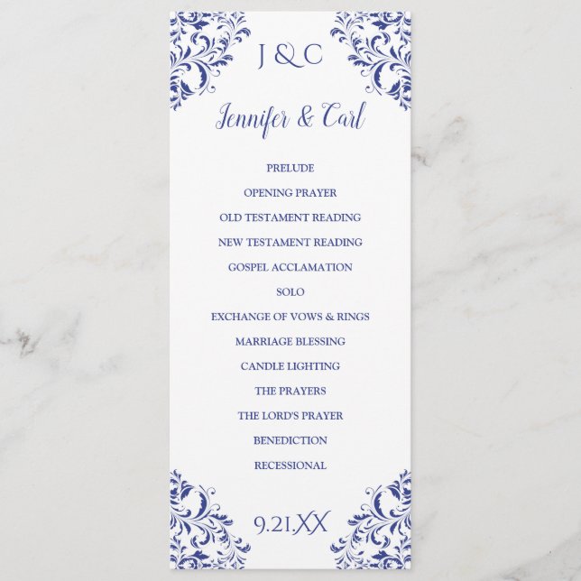 Nadine Wedding Program | Tea-Length (Royal Blue) (Front)