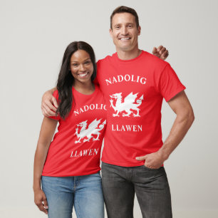 Nadolig Llawen Merry Christmas Celtic Welsh Dragon T-Shirt
