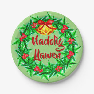 Nadolig Llawen Welsh Merry Christmas 7" Paper Plate